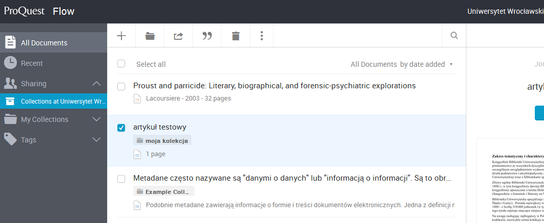 Multiwyszukiwarka Summon i programy do zarządzania bibliografią jako przykłady wykorzystania Program umożliwia: tworzenie własnych baz bibliograficznych [11], dzielenie się swoimi dokumentami z