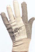 Rękawice z częścią wewnętrzną dłoni i palców wykonaną z wyprawianej skóry bydlęcej ze wzmocnieniem na części roboczej.
