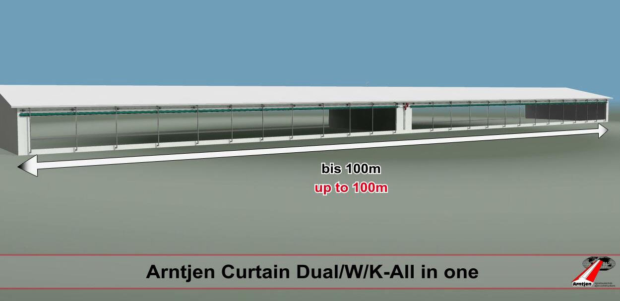 Kurtyny Arntjen Dual/W/K 400 - System kurtyn Dual/WK - środkowy wałek nawojowy - stabilny napęd podnoszący - Tryb automatyczny: - Kurtyny otwierane od góry i zwijane w dół.