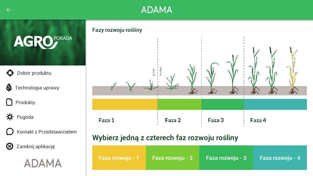 W dolnej części ekranu pojawi się pasek z fazami rozwoju rośliny.