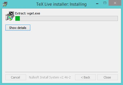 Instalacja TeX Live Aplikacja pobiera program i instalator główny TeX Live.