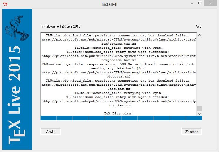 Instalacja TeX Live Gdy pobieranie i