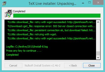 Instalacja TeX Live Zamykamy