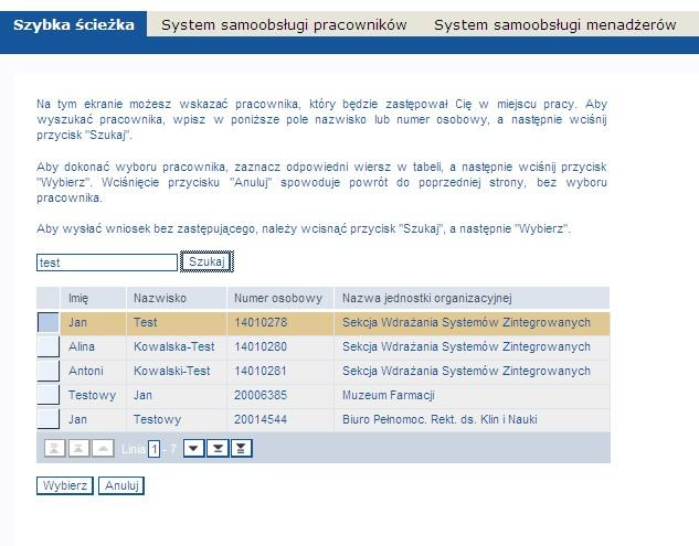 Wniosek można złożyć ze wskazaniem zastępującego lub bez takiego wskazania. System sugeruje jako zastępującego osobę wskazaną w poprzednio wypełnionym wniosku.