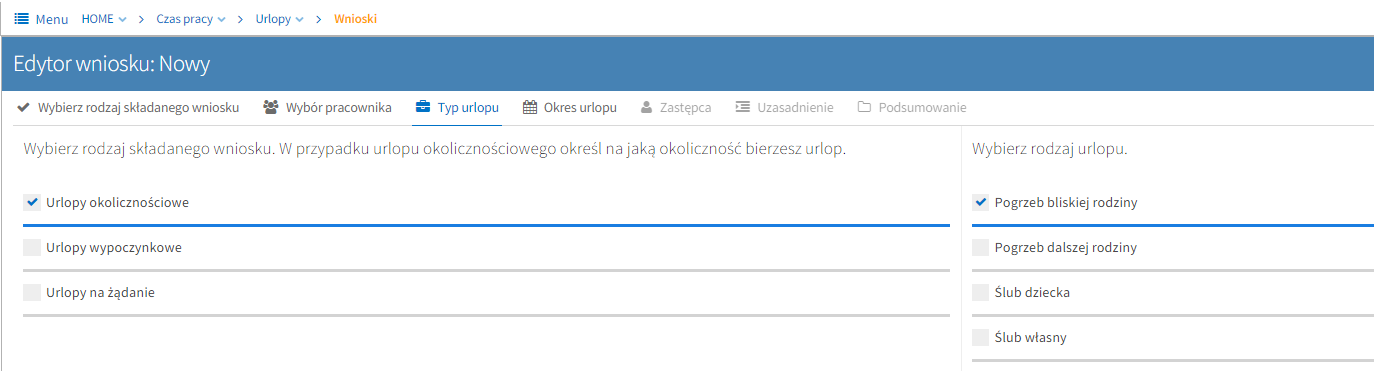 4.1.4. Wniosek o urlop na żądanie Wniosek o urlop na żądanie wprowadza się identycznie jak wniosek o urlop wypoczynkowy (opisany wcześniej).