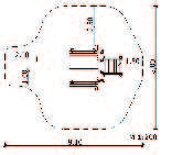 8 m; wys. = 1.0 m 2 wbudowane ławki; dł. = 1.4 m; wys. = 0.