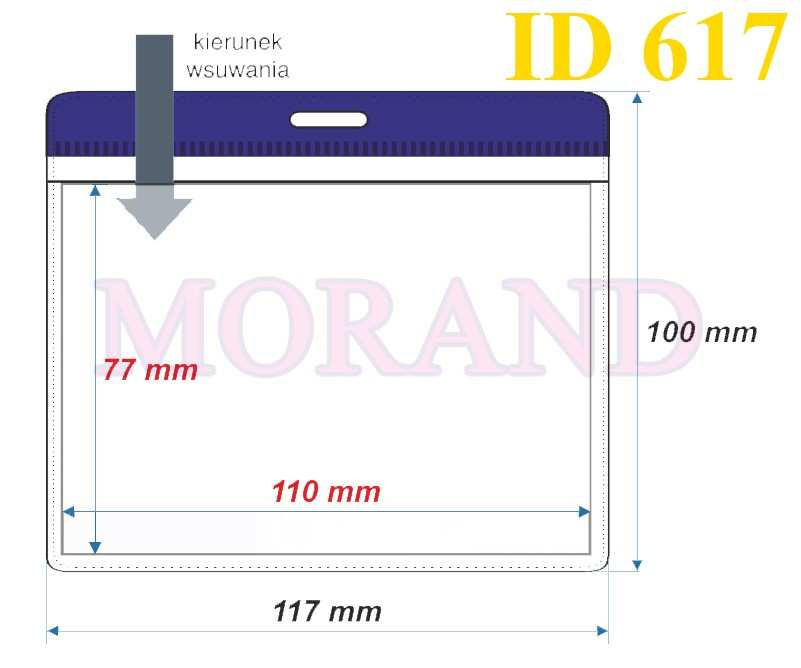 Wymiar zewnętrzny: 117x100 mm ID617 Wymiar wewnętrzny: 110x77 mm Format A7
