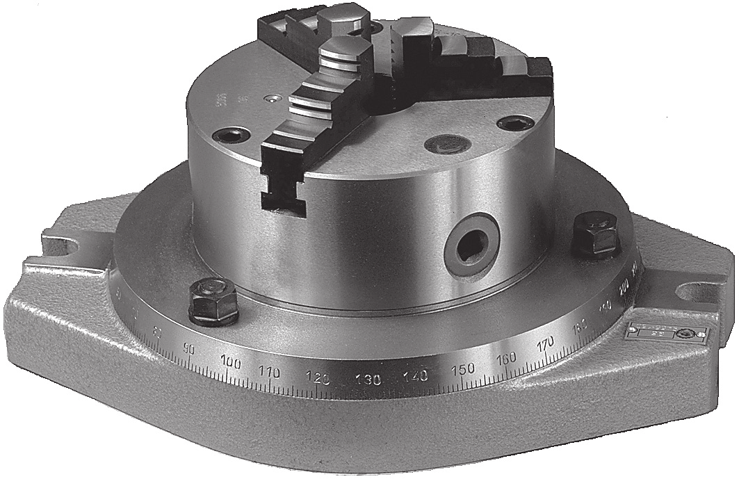 UWYTY SMONTRUJĄ N POSTWI OROTOWJ Typ 955 M Właściwości: Podstawa obrotowa umożliwia ustawienie w zakresie 0-360 Wyposażone w uchwyt trójszczękowy samocentrujący ze szczękami jednolitymi twardymi