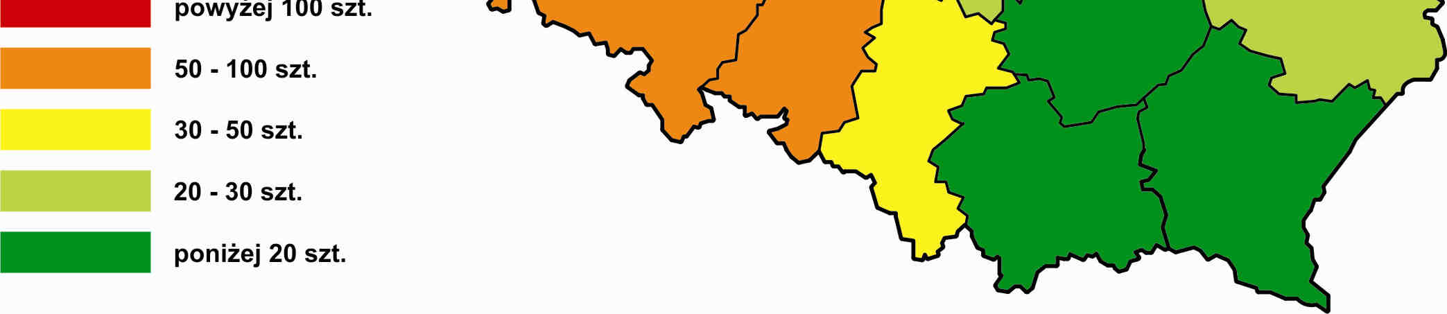 oraz świętokrzyskiego 15,8 sztuk krów mlecznych w oborze. Rysunek 4. Porównanie przeciętnej wielkości ocenianego stada krów mlecznych w układzie wojewódzkim wg stanu na dzień 31 grudnia 2006 roku.