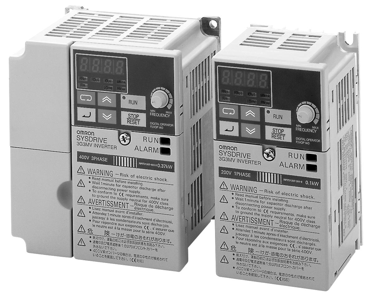 Falownik 3G3MV Wiadomoœci ogólne 3G3MV jest miniaturowym przemiennikiem czêstotliwoœci pracuj¹cym w trybie otwartej pêtli kontroli wektora pola elektromagnetycznego.