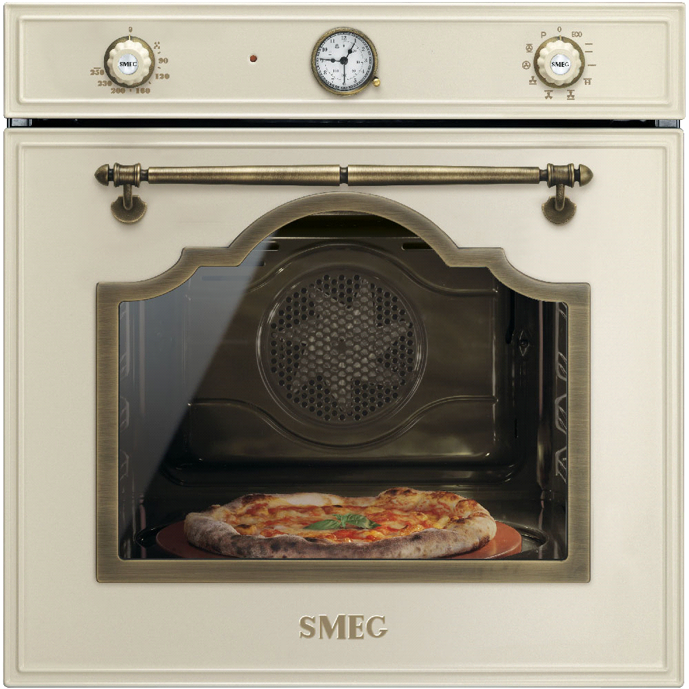 Piekarnik elektryczny z czyszczeniem pirolitycznym, wysokość: 60 cm, klasa A, funkcja Pizza, zegar analogowy, zawiasy Silent Close EAN13: 8017709218980 WZORNICTWO / OBSŁUGA Kremowy Sterowanie za