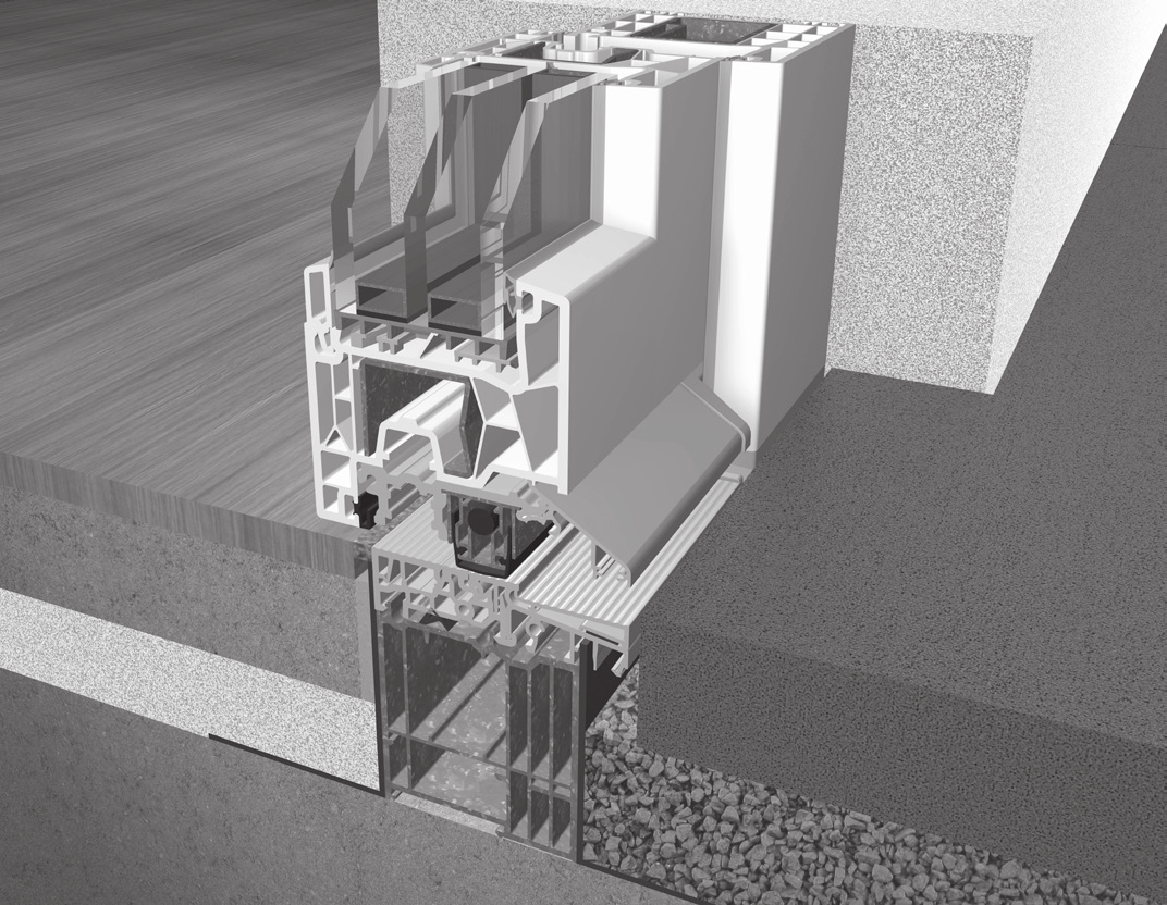 Okapnik aluminiowy z wkładką termiczną i progiem opadającym System kompatybilny z innymi progami GKG COMBI PLUS