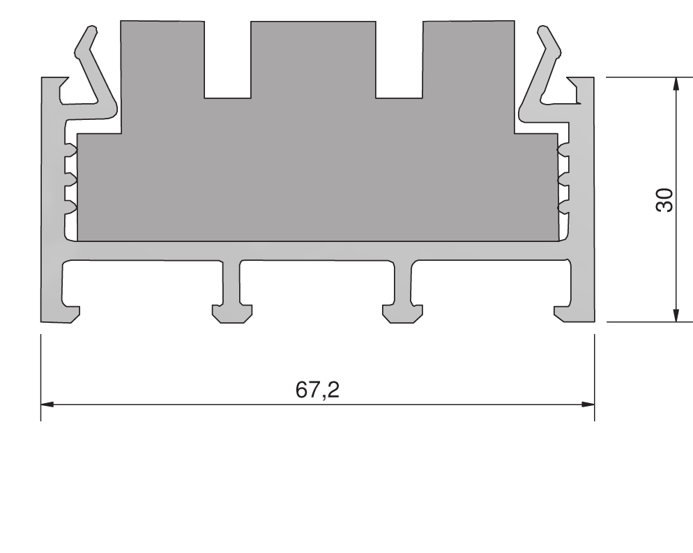 TSAP67g + TSUK68-150 Profil podprogowy z PCV, wkład neopor zalecany do domów pasywnych L=4500mm Numer Kolor