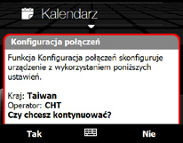Automatyczna konfiguracja połączeń transmisji danych Po uruchomieniu urządzenia użytkownik zostanie