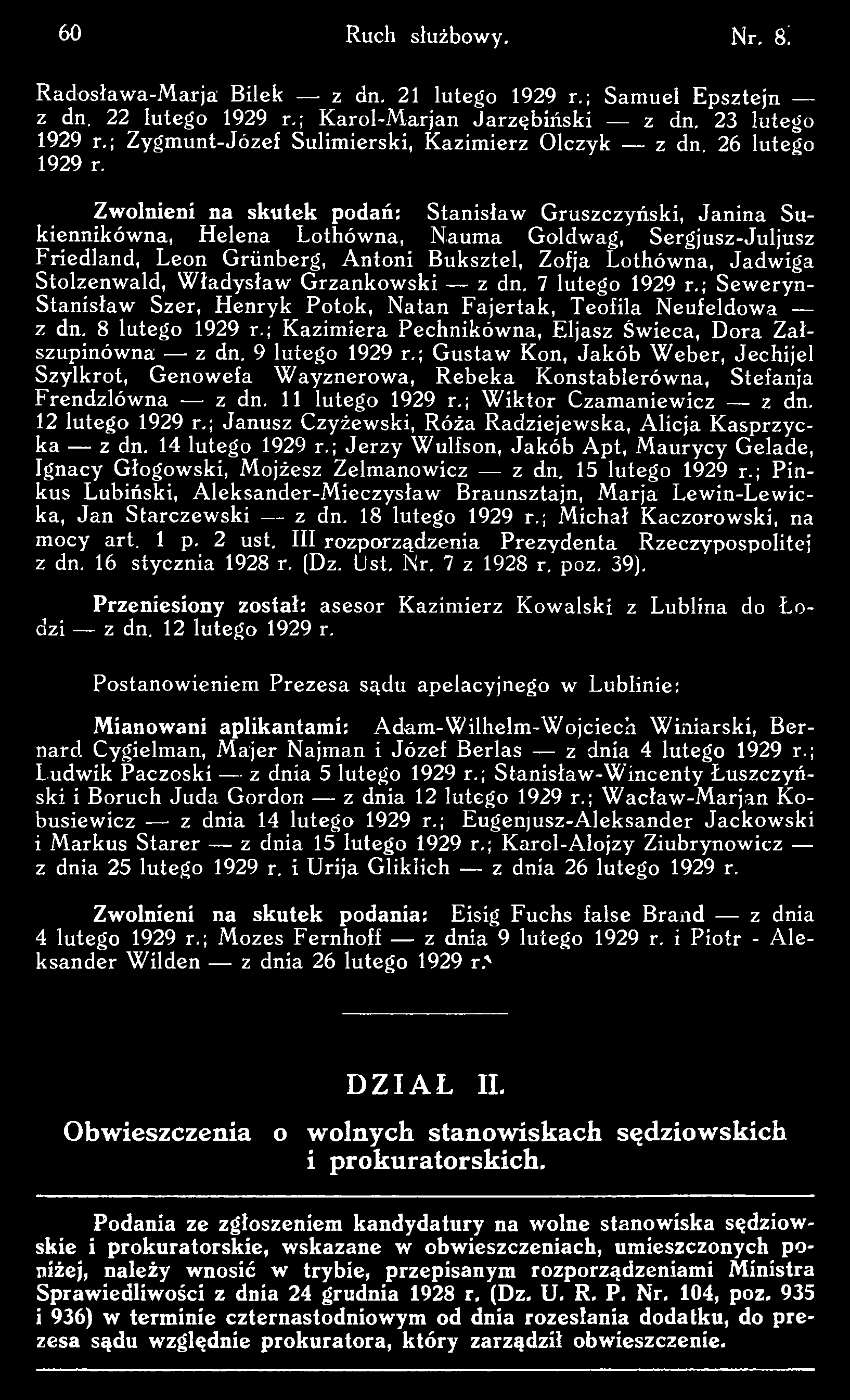 ; Kazimiera Pechnikówna, Eljasz Świeca, Dora Załszupinówna z dn. 9 lutego 1929 r.
