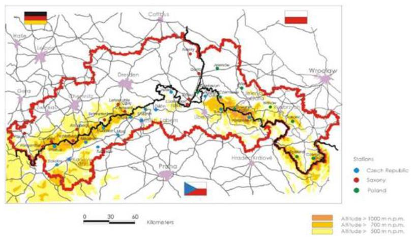 Rysunek 6 Wspólny system monitoringu powietrza (JAMS) w trójgranicznym regionie Źródło: Program Ochrony Środowiska dla Miasta i Gminy Leśna na lata 2013-2016 z uwzględnieniem okresu 2017-2020 Źródłem