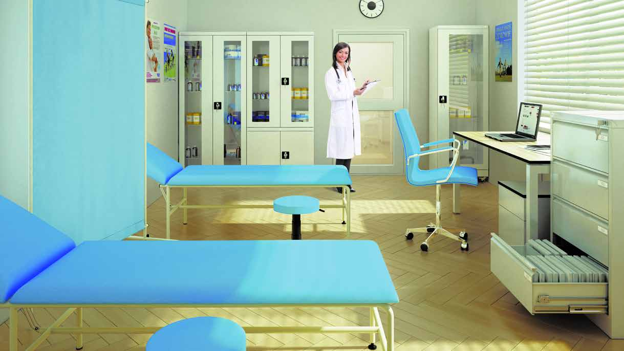 Składane meble medyczne składane szafy lekarskie Szafy lekarskie stanowią doskonałe wyposażenie gabinetów lekarskich, aptek i pozostałych pomieszczeń medycznych.