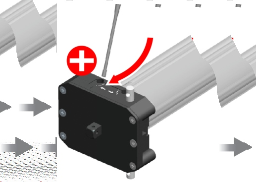 NAPĘDY UOWE TUSSO PACUJĄ W CZĘSTOTLIWOŚCI 433 MHz OAZ NAPIĘCIU 230 V/50 Hz NAPĘD UOWY TU 45 M, TU 59 M Z WBUDOWANYM ODBIONIKIEM ADIOWYM, MECHANICZNYMI KAŃCÓWKAMI MOTOS USTAWIANIE KAŃCÓWKI GÓNEJ W