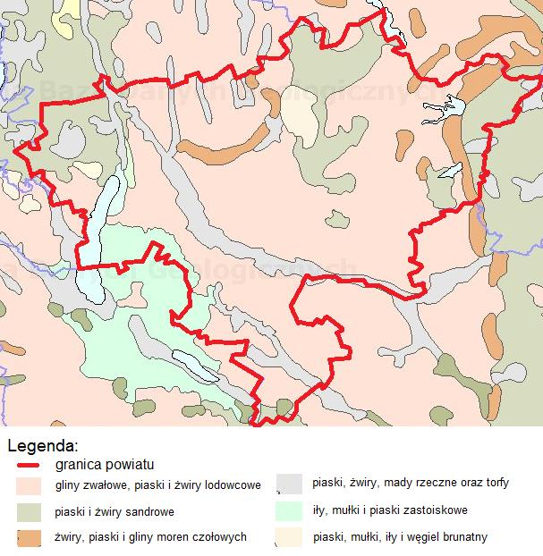 Ryc. 27 Geologia powiatu stargardzkiego Źródło: www.pig.gov.pl Głównym elementem budowy geologicznej jest synklinorium szczecińsko-łódzkomiechowskie.