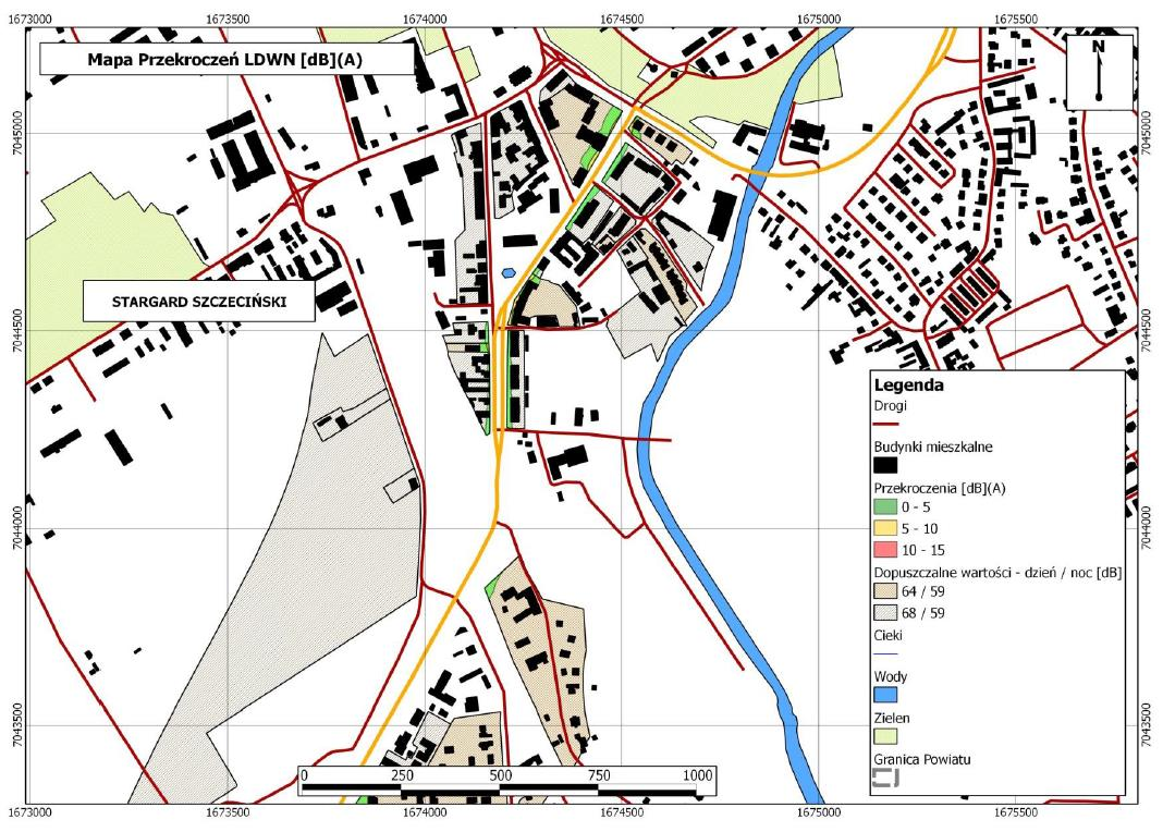 Poziomy dopuszczalne Nr punktu, ulica Przekroczenia LDWN Przekroczenia LN (dzień/noc) [db] jednorodzinna 68/59 zabudowa mieszkaniowa Obszar przekroczenia Obszar przekroczenia wielorodzinna/ogródki