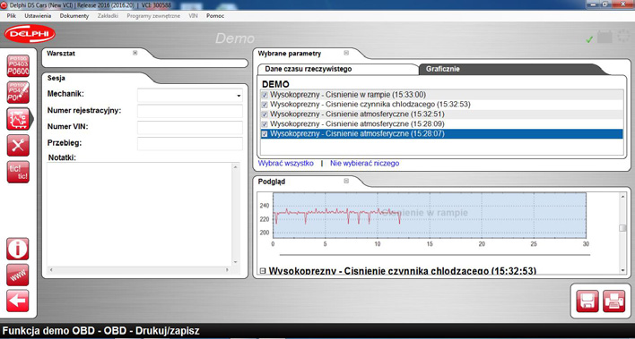 Diagnostyka OBD Dane czasu rzeczywistego Zapis