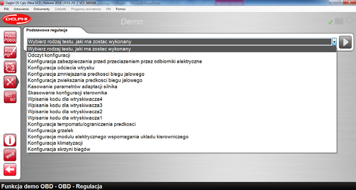 Diagnostyka OBD Konfiguracja systemu Wybierz rodzaj