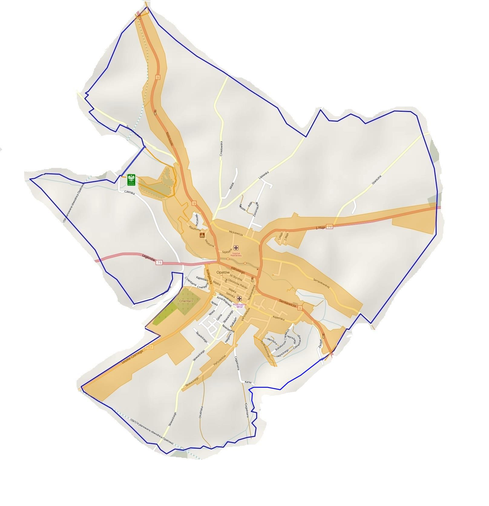 Mapa 12 Obszar rewitalizacji nr 1 fragmenty miasta Opatów