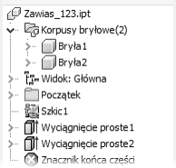 To jest zwyk a cz posiadaj ca jeden korpus bry owy. Utworzymy teraz drug bry, która b dzie pierwszym ze skrzyde zawiasu. rys. 1.126 2.