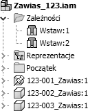 zmiany wymiarów szkiców, nale y wykonywa w pliku bazowym Zawias_123.ipt. Po aktualizacji zespo u Zawias_123.iam zmiany zostan uwzgl dnione.