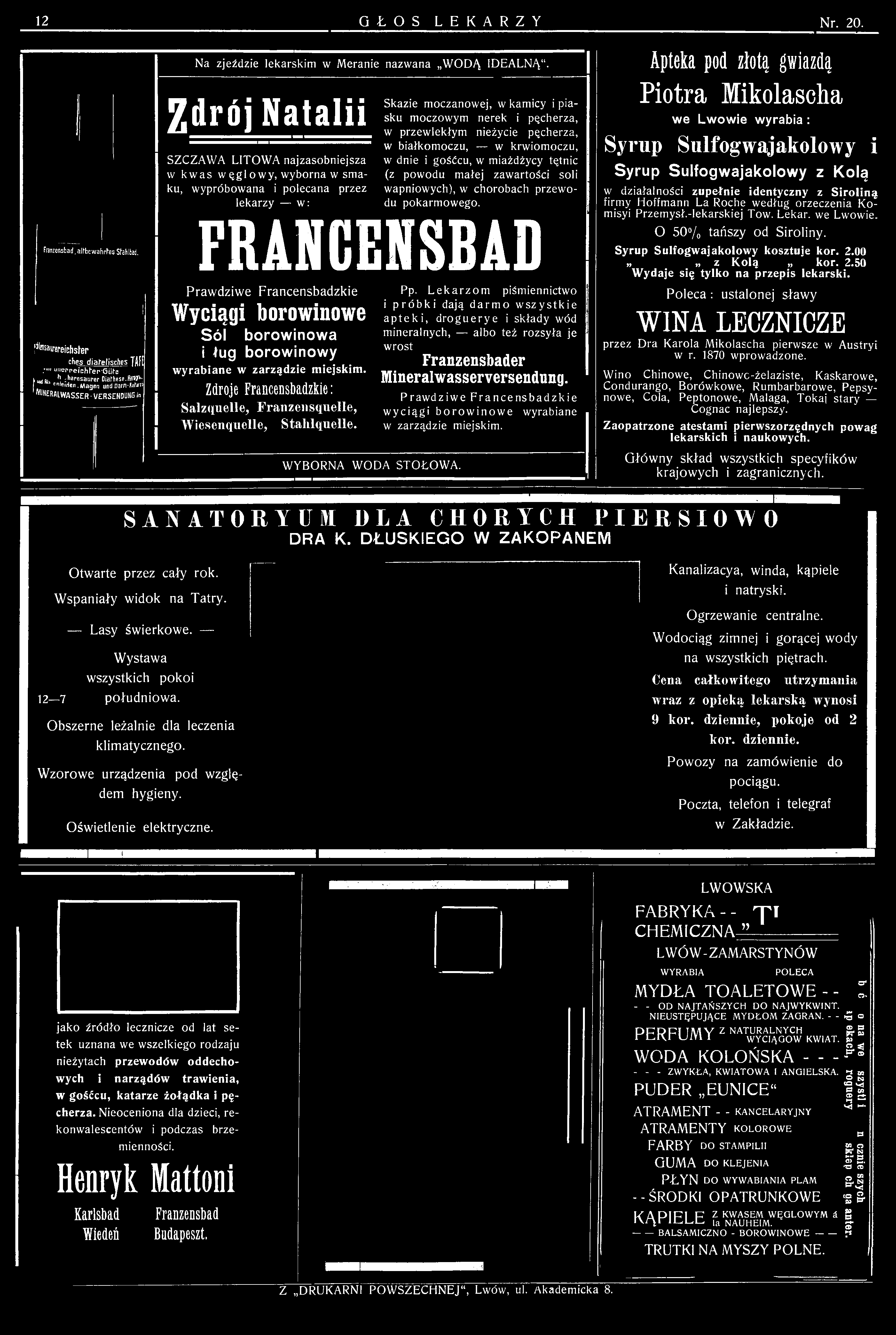 FRANCENSBAD Prawdziwe Francensbadzkie Wyciągi borowinowe Sól borowinowa i ług borowinowy wyrabiane w zarządzie miejskim.