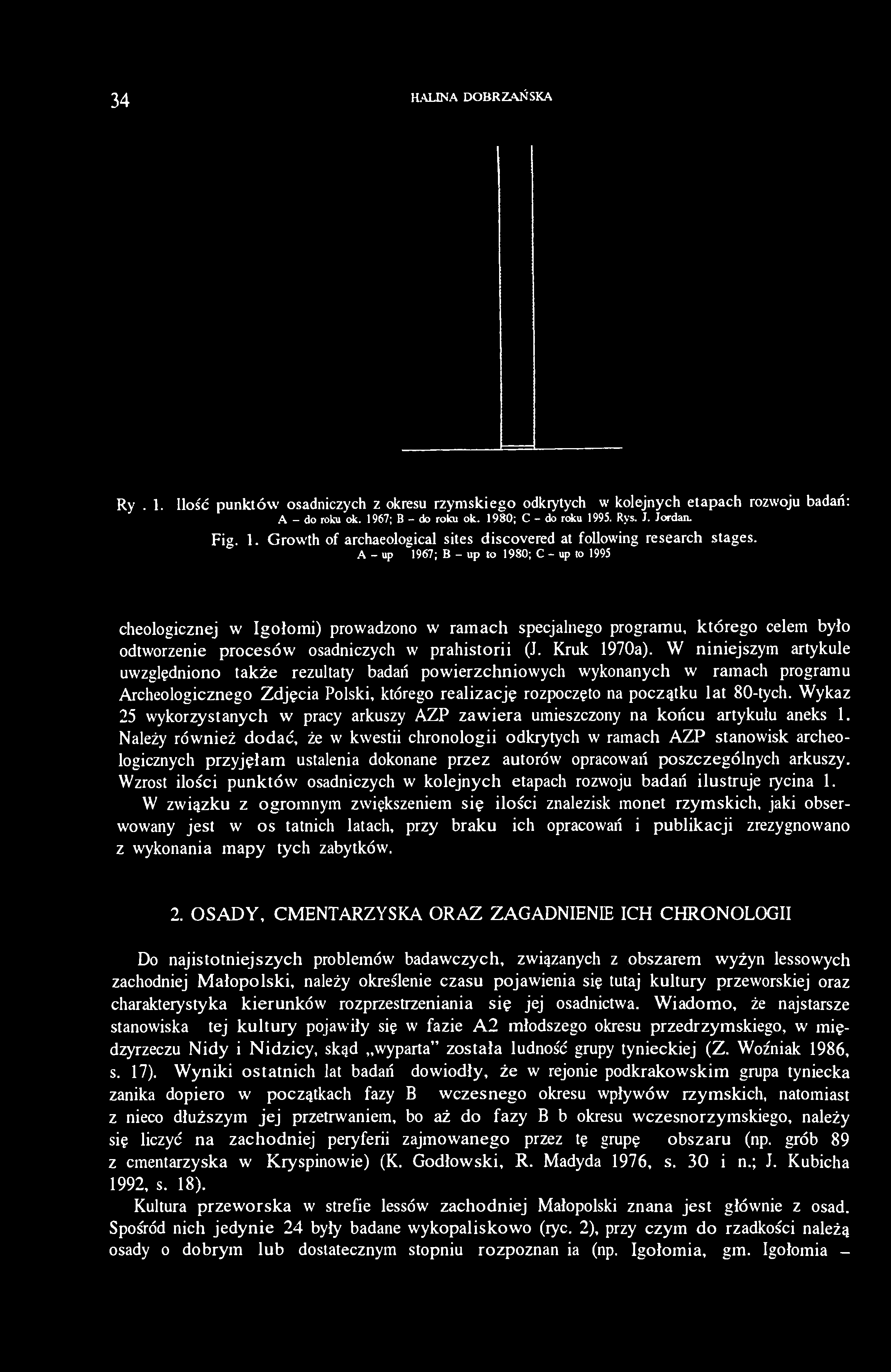 A - up to 1967; B - up to 1980; C - up to 1995 cheologicznej w Igołomi) prowadzono w ramach specjalnego programu, którego celem było odtworzenie procesów osadniczych w prahistorii (J. Kruk 1970a).