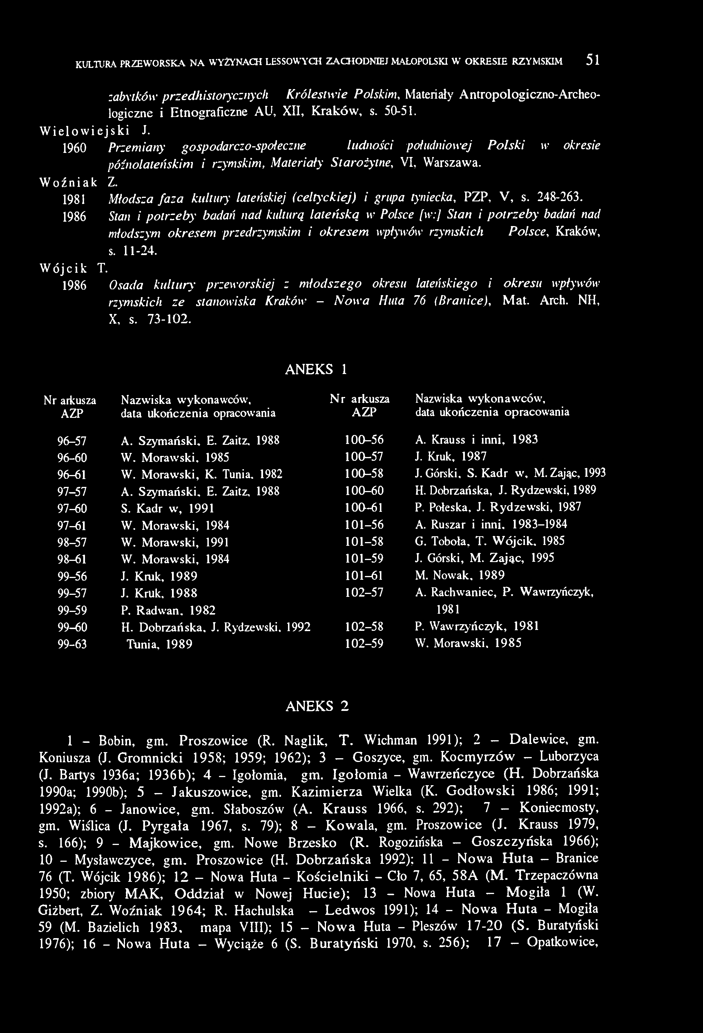 1981 Młodsza faza kultury lateńskiej (celtyckiej) i grupa tyniecka, PZP, V, s. 248-263.