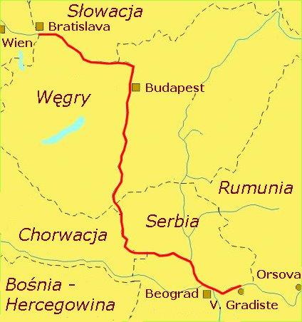 1.5 Bratysława Veliko Gradiste (811km/1 śluza) Etap prowadzi początkowo Dunajem, wkrótce przechodzi w kanał ok 38 km do śluzy Gabcikovo.
