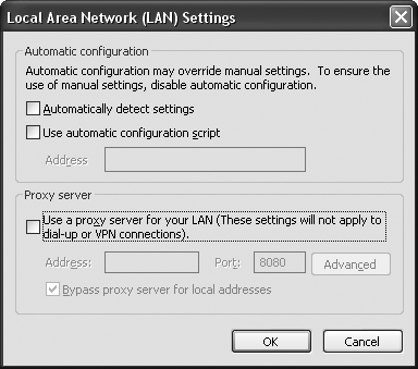 W tym oknie należy kliknąć zakładkę Połączenia, a w zakładce przycisk Ustawienia LAN. 4. otwarte zostanie okno Ustawienia LAN.