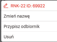 Z listy wszystkich sparowanych odbiorników wybrać odbiornik RDP-21 do którego chcemy zdalnie przypisać przyciski nadajnika. 5.