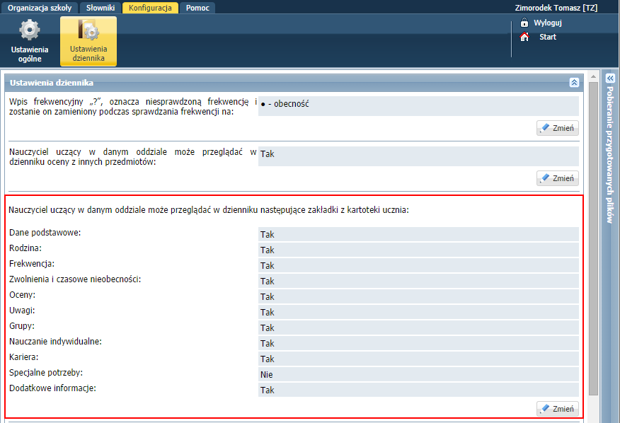 UONET+. Prowadzenie dziennika oddziału przez wychowawcę 13/20 Rysunek 5.