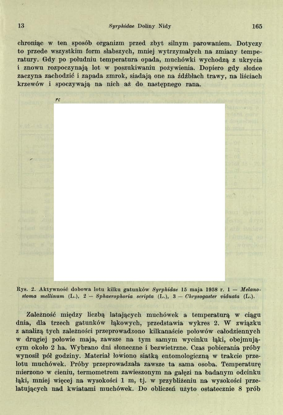 13 Syrphidae Doliny Nidy 165 chroniąc w ten sposób organizm przed zbyt silnym parowaniem. Dotyczy to przede wszystkim form słabszych, mniej wytrzymałych na zmiany tem peratury.