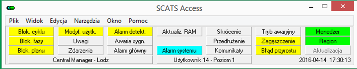 Interfejs programu SCATS Przedstawione wyżej okno programu umożliwia