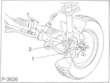 Modele samochodu GTI Zamontować stabilizator z drążkami poprzecznymi, śruby -2- dokręcić momentem 60 Nm. Przykręcić śruby -1- do belki momentem 35 Nm.