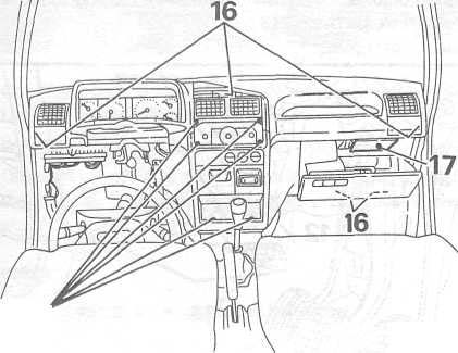 Przewody prądowe prowadzą do: obudowy tablicy rozdzielczej przełączników pod kołem kierownicy, regulacji ogrzewania i wlotu powietrza do ogrzewania.