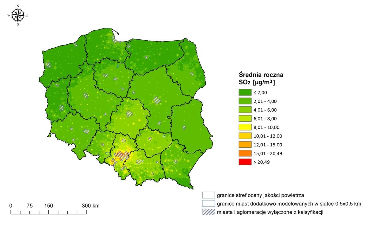 8 7 6 5 4 3 2 1 SO2 zima SO2 rok 0 ys. 4.1.3. Liczba stref w których na potrzeby rocznej oceny dotyczącej SO 2 określenie klasy wg parametrów ochrona roślin w 2015 r.