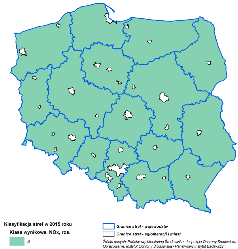 4.2. Tlenki azotu Kryteria oceny Tabela 4.2.1. ryteria będące podstawą rocznej oceny jakości powietrza za 2015 r.