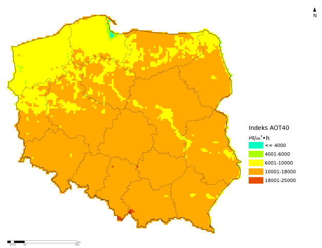 Podobnie jak w przypadku oceny pod katem ochrony zdrowia jak równie w ocenach dotyczących roku poprzedniego na potrzeby oceny dotyczącej stę eń ozonu pod kątem ochrony roślin wykorzystano modelowanie