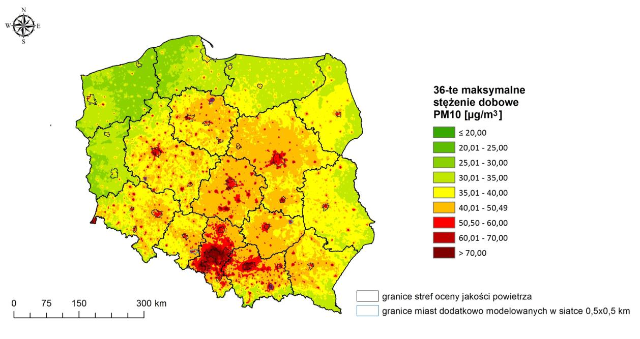 35 30 25 20 15 10 PM10 24h PM10 rok 5 0 pa,pm pm pm,m pa,pm,m pa,pm,smo pa,pm,m,spm Rys. 3.6.8. Liczba stref w których jako podstawę rocznej oceny dotyczącej dla P 10 stę enia średnie 24-godz.