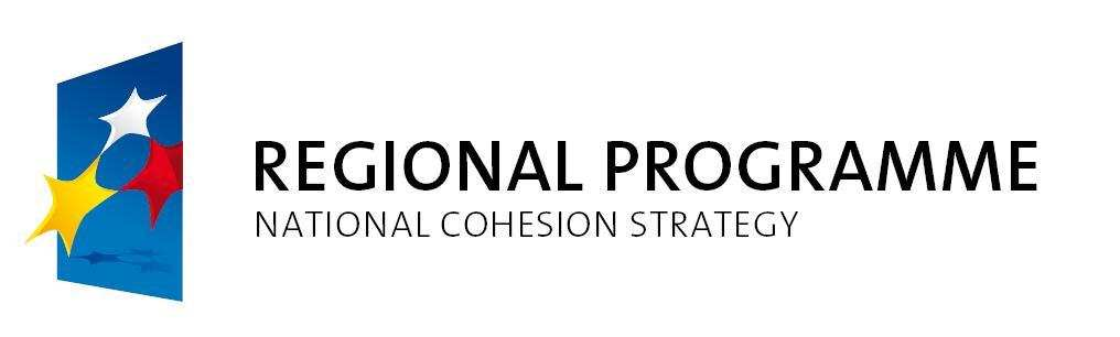 Forma podstawowa znaku NSS dla programu regionalnego przedstawia się następująco (po prawej została przedstawiona forma znaku w wersji angielskojęzycznej dla projektów realizowanych za granicą).