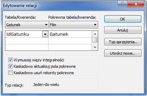 Poprawa relacji w bazie O ile kaskadowa aktualizacja powiązanych pól zabezpiecza przed przypadkową modyfikacją