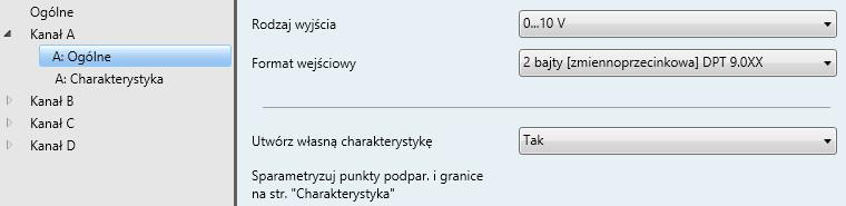 W poniższym przykładzie zostało przedstawione zastosowanie charakterystyki do ograniczenia zakresu wejściowego. Na zrzutach ekranowych są przedstawione wprowadzone w tym celu ustawienia.