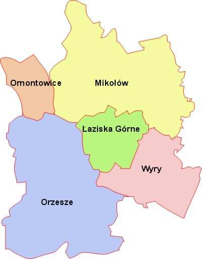 Jaśkowice, Zawada, Gardawice, Królówka, Mościska Woszczyce, Zazdrość, Zawiść, Zgoń.