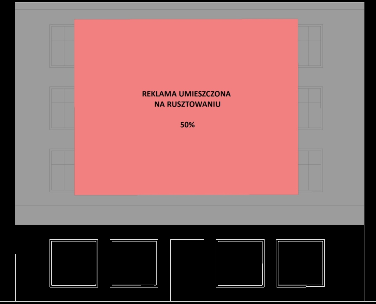 B TABLICE REKLAMOWE UMIESZCZONE NA RUSZTOWANIU PRZEZ MAKSYMALNY OKRES JEDNEGO ROKU O POWIERZCHNI EKSPOZYCJI REKLAMY NIEPRZEKRACZAJĄCEJ 50% TABLICY REKLAMOWEJ, PRZY CZYM POZOSTAŁA