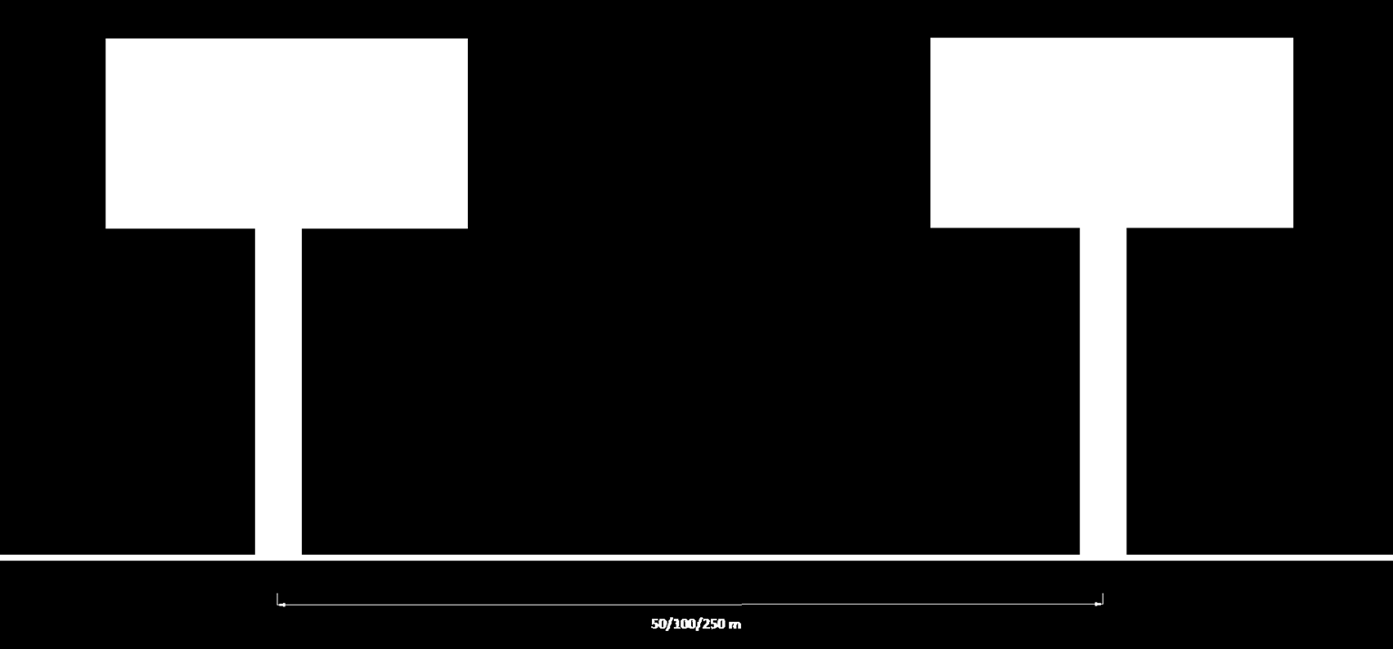 E MINIMALNE ODLEGŁOŚCI POMIĘDZY BILLBOARDAMI WZDŁUŻ DRÓG WEWNĘTRZNYCH, PUBLICZNYCH KLASY DOJAZDOWEJ I LOKALNEJ 50 m
